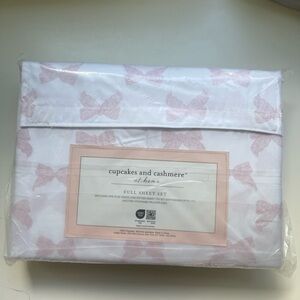 NEW! CUPCAKES & CASHMERE Lace Bow Sheet Set light pink-full size